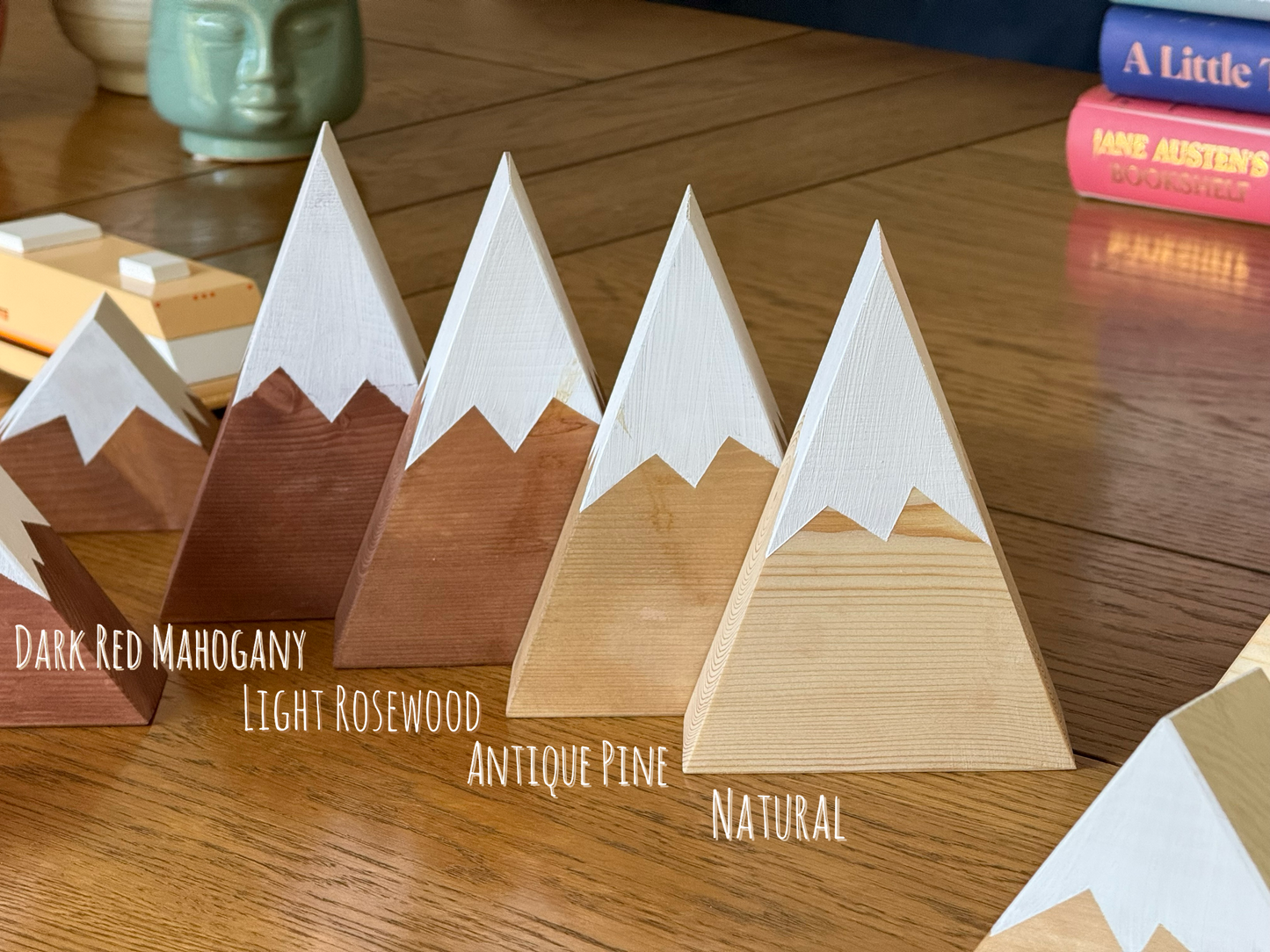 Wooden Mountains - Snow capped - Choose your Stain. Shelf decor, design, gift.