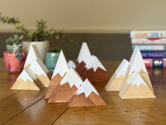Wooden Mountains - Snow capped - Choose your Stain. Shelf decor, design, gift.