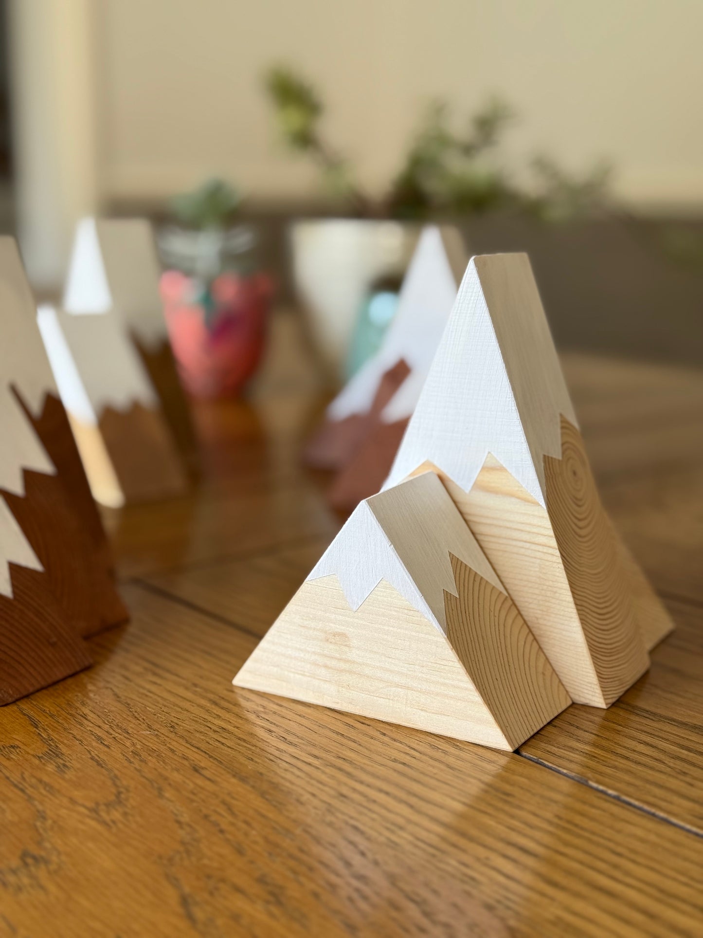 Wooden Mountains - Snow capped - Choose your Stain. Shelf decor, design, gift.
