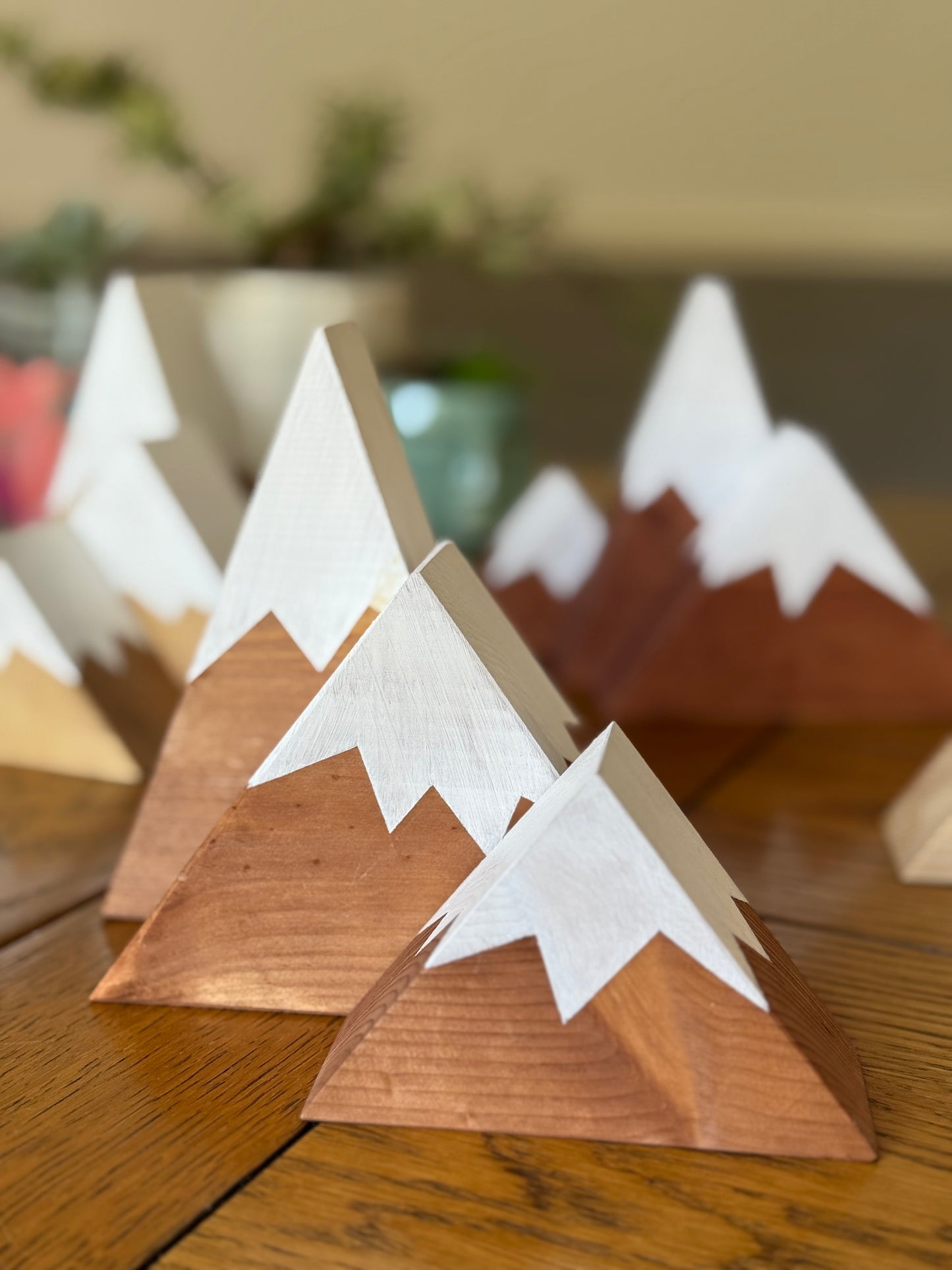 Wooden Mountains - Snow capped - Choose your Stain. Shelf decor, design, gift.