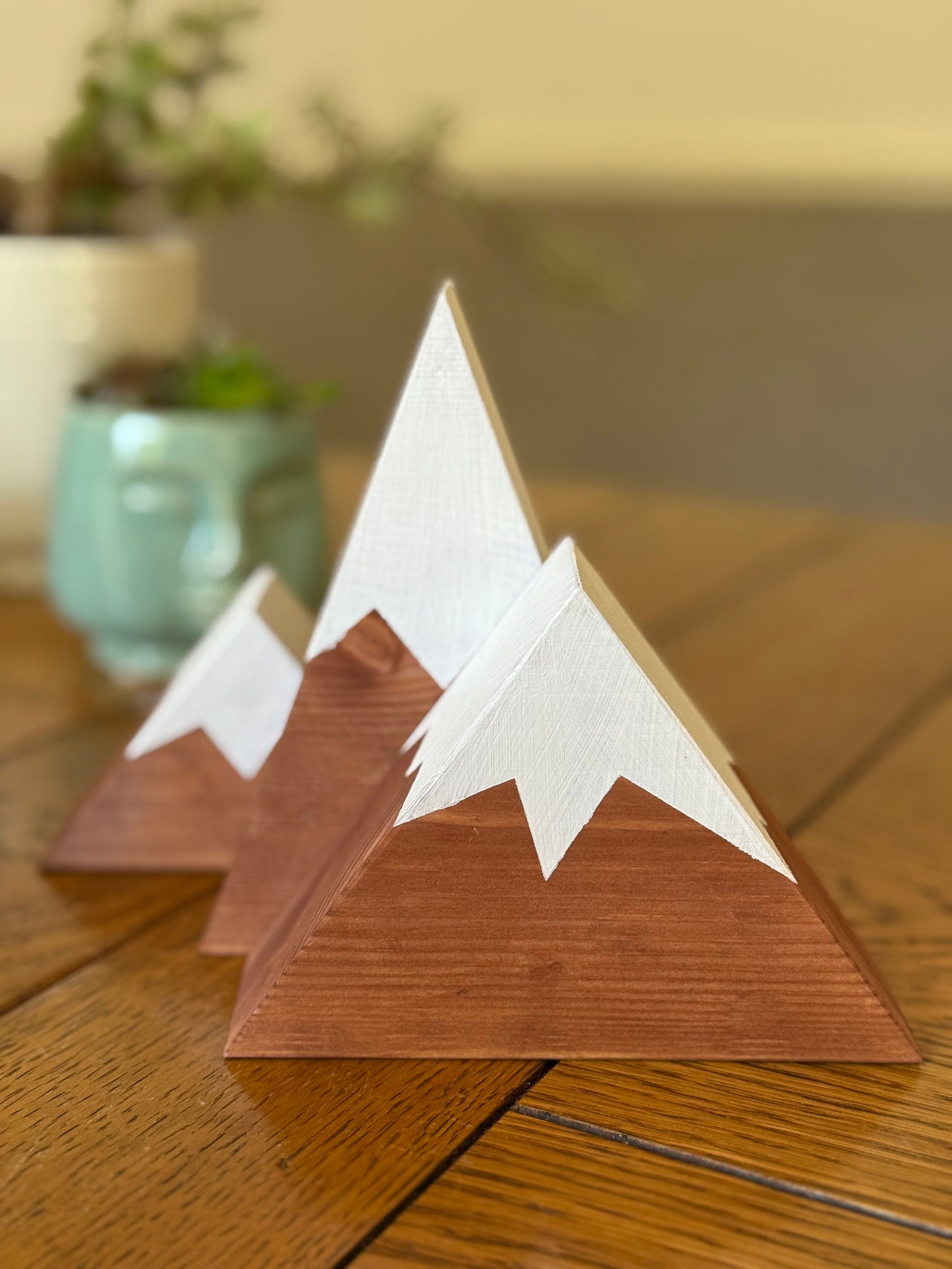 Wooden Mountains - Snow capped - Choose your Stain. Shelf decor, design, gift.