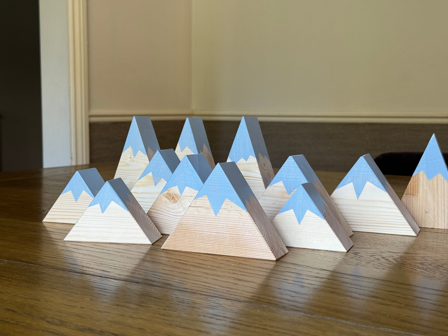 Wooden Snow Capped Mountains Shelf Decor   - Bluebell