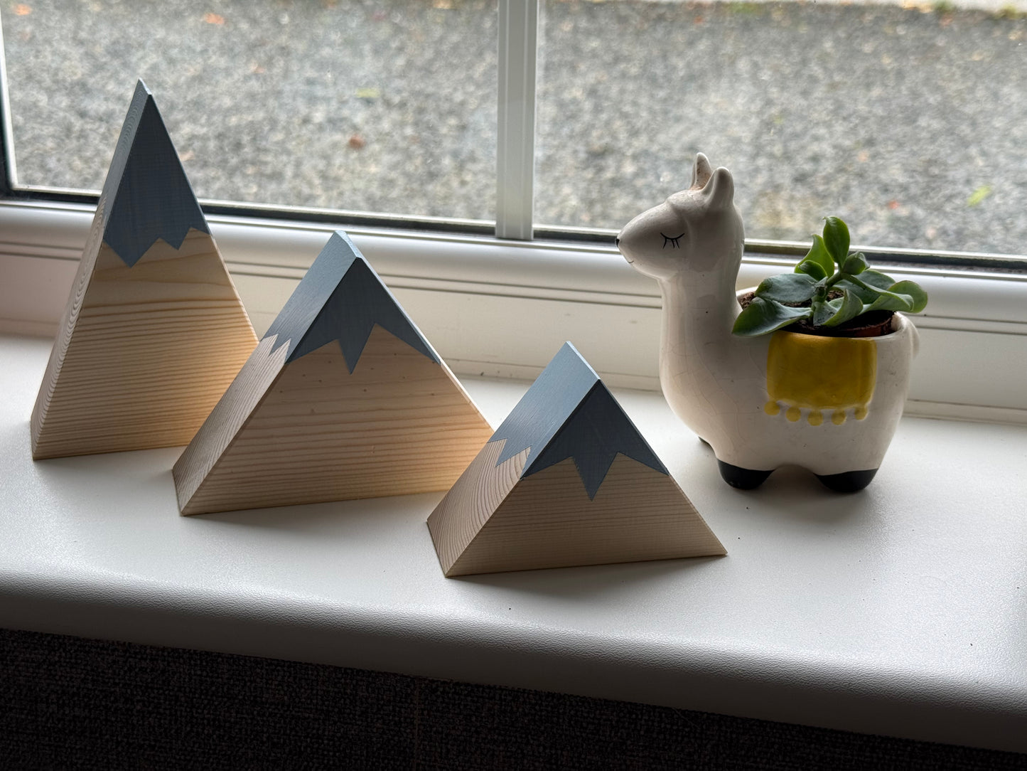 Wooden Snow Capped Mountains Shelf Decor   - Bluebell