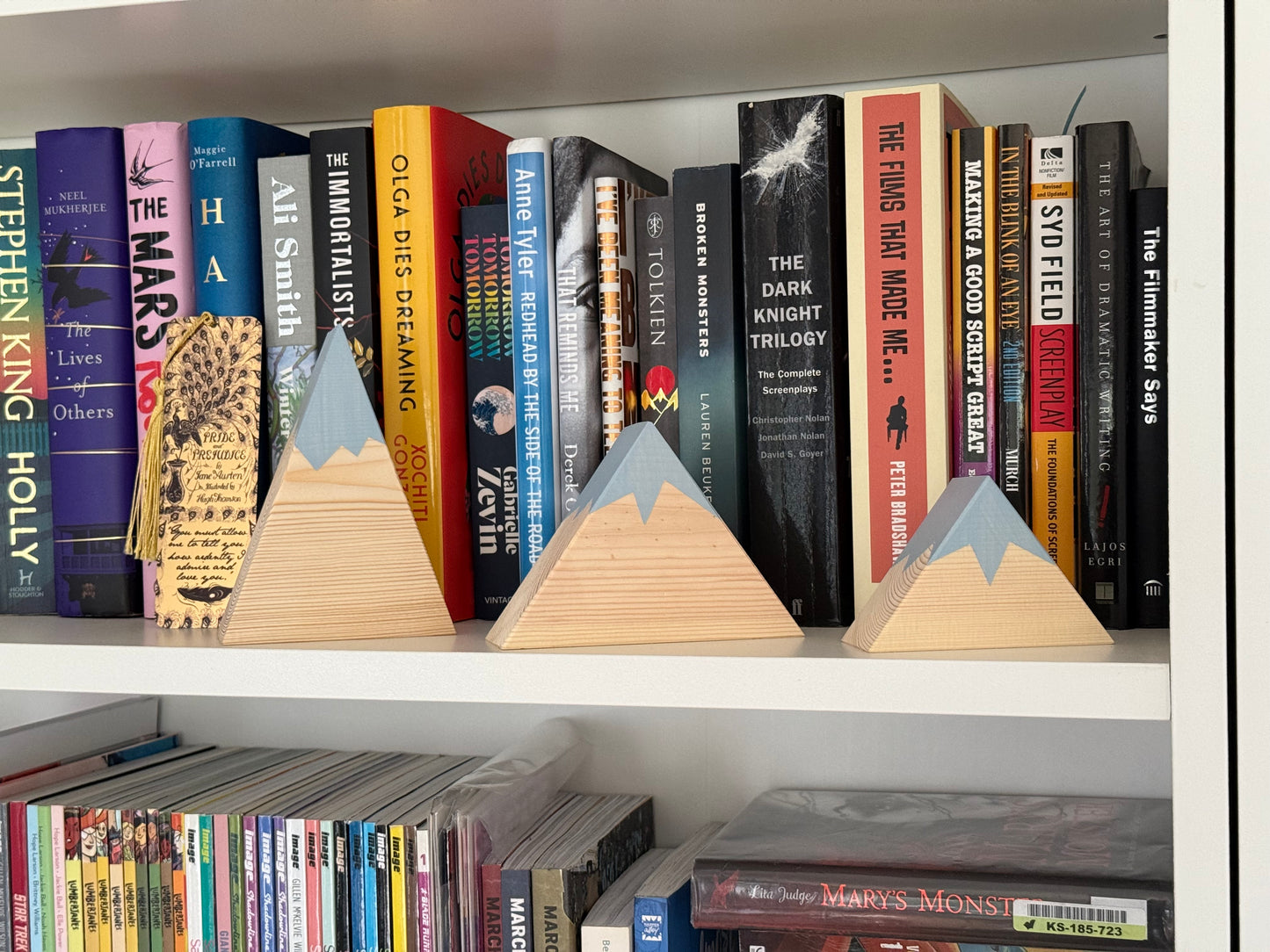 Wooden Snow Capped Mountains Shelf Decor   - Bluebell