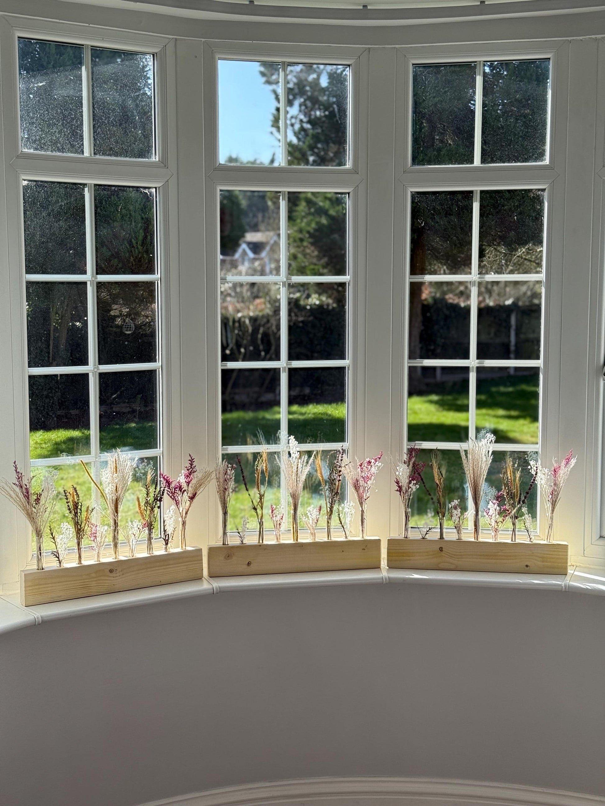 Handmade Wood & Glass Tube Vase - 9 Tubes - Home Decor, Wedding Centrepiece, Propagation Station