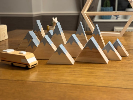 Wooden Snow Capped Mountains Shelf Decor - Bluebell