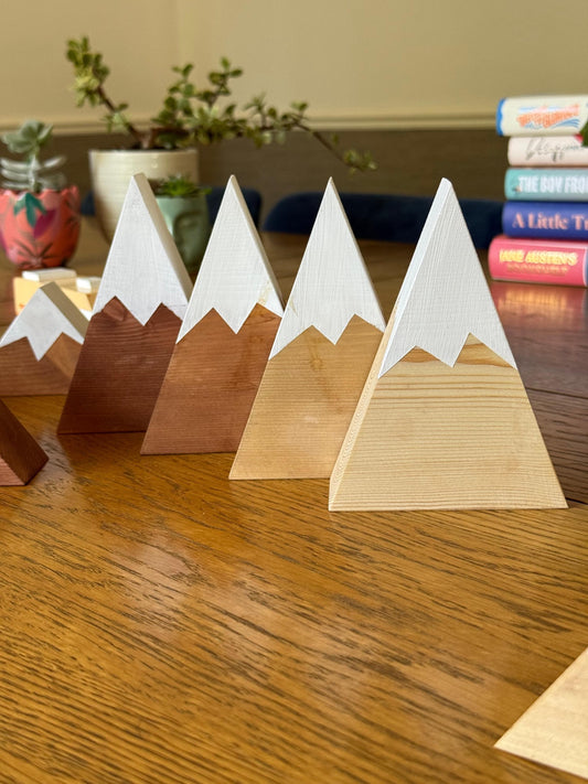 Wooden Mountains - Snow capped - Choose your Stain. Shelf decor, design, gift.
