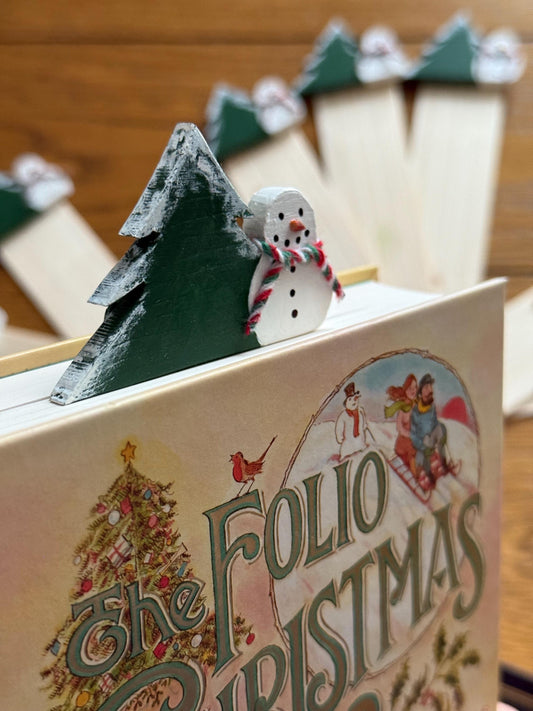 Snowman & Fir Tree Bookmark, Handmade Wooden for hardbacks
