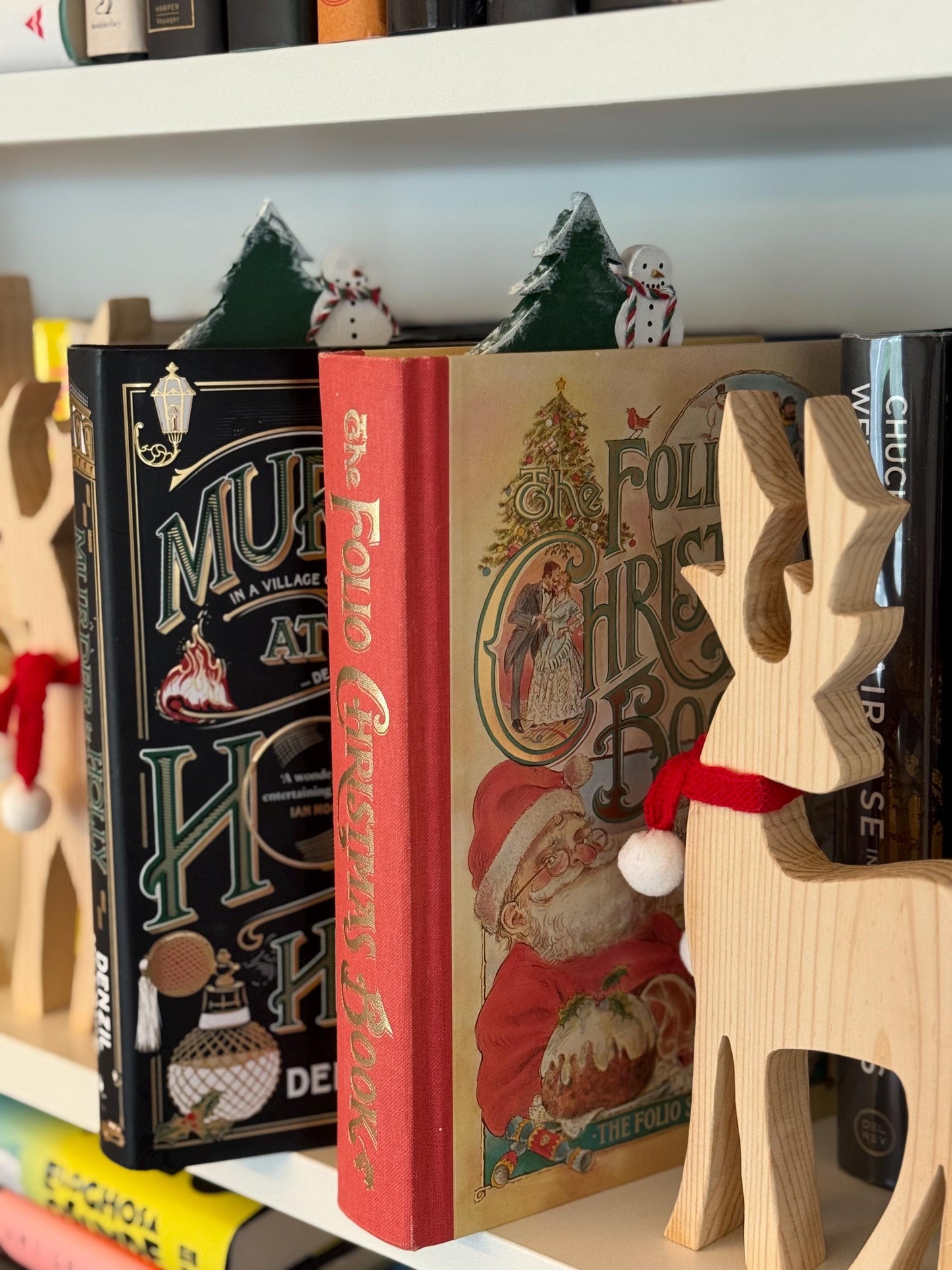 Snowman & Fir Tree Bookmark, Handmade Wooden for hardbacks