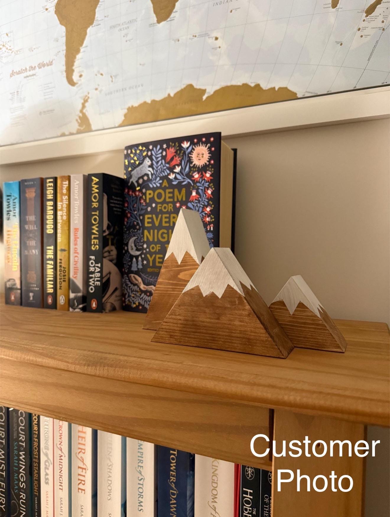 Wooden Mountains - Snow capped - Choose your Stain. Shelf decor, design, gift.