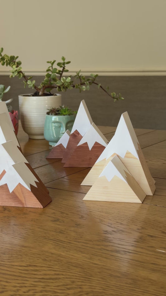 Wooden Mountains - Snow capped - Choose your Stain. Shelf decor, design, gift.