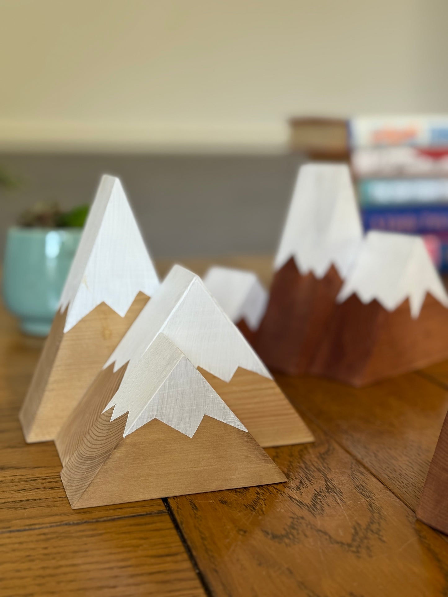 Wooden Mountains - Snow capped - Choose your Stain. Shelf decor, design, gift.